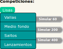 Imagen del menú de selección de competiciones